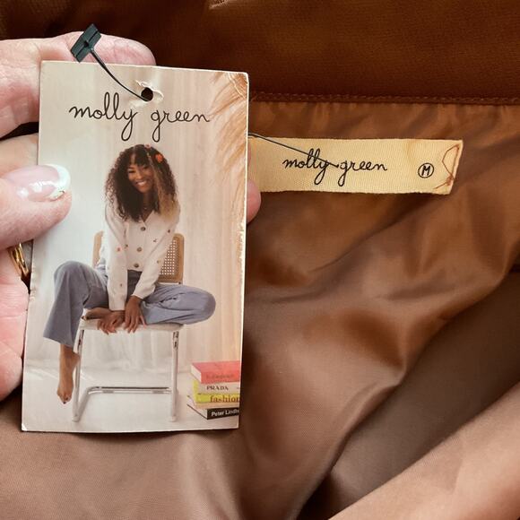 Molly Green Brown Open Cut Out Back Long Sleeve Fitted VNeck Tuxedo Jacket M - Picture 5 of 9